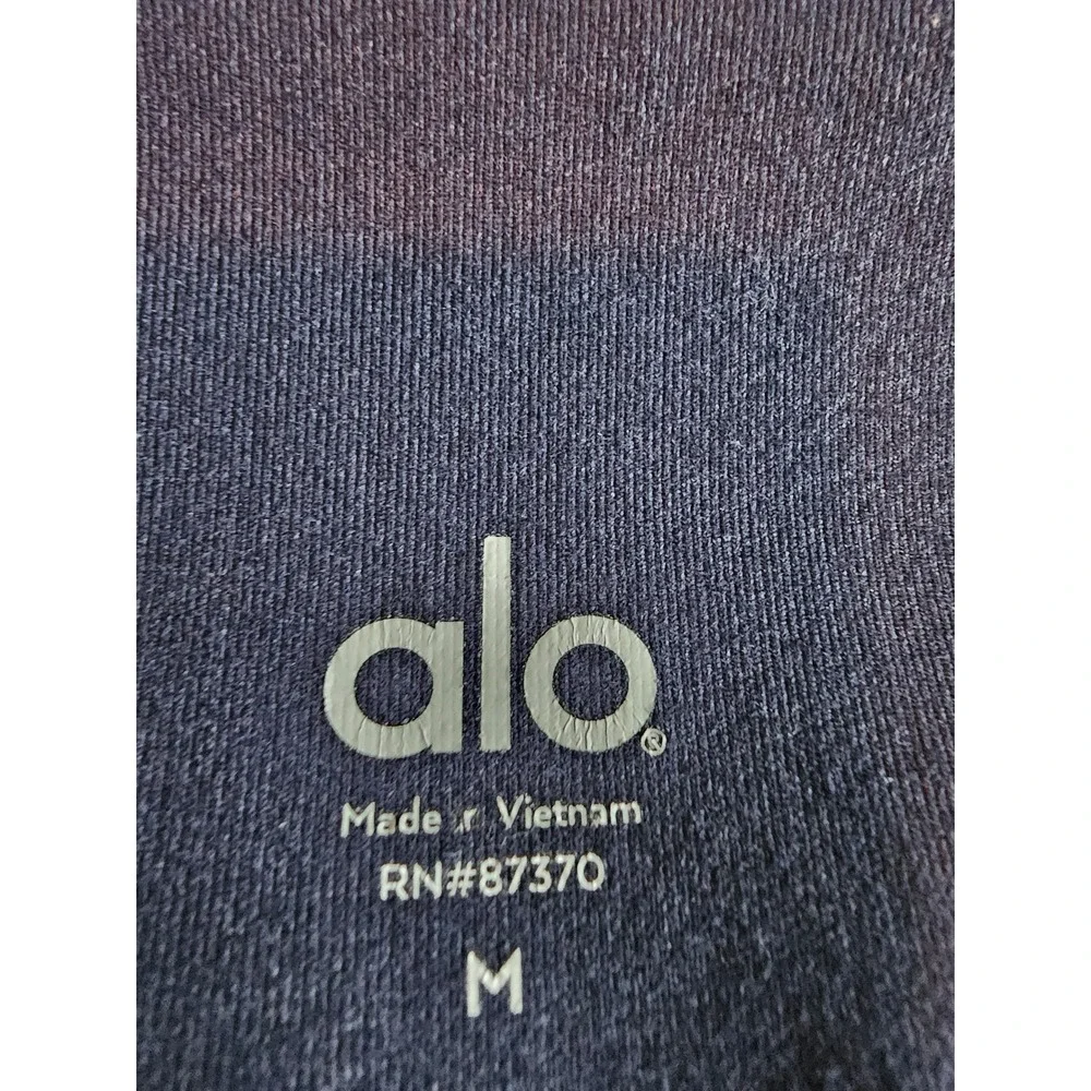 ALO Yoga Epic Leggings Women M Rich Navy Gray Mesh Panel 26 Inseam